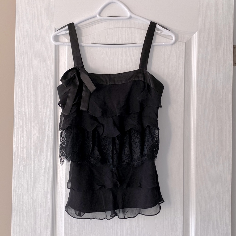Y2K Guess Ruffled Tank with bow and adjustable straps